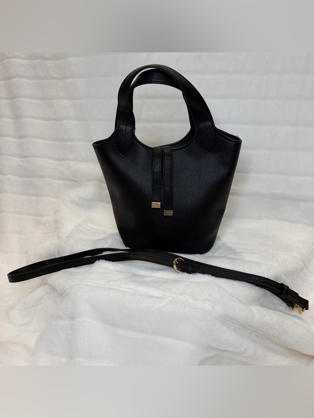 LC Lauren Conrad Black Mini Bucket Crossbody Bag